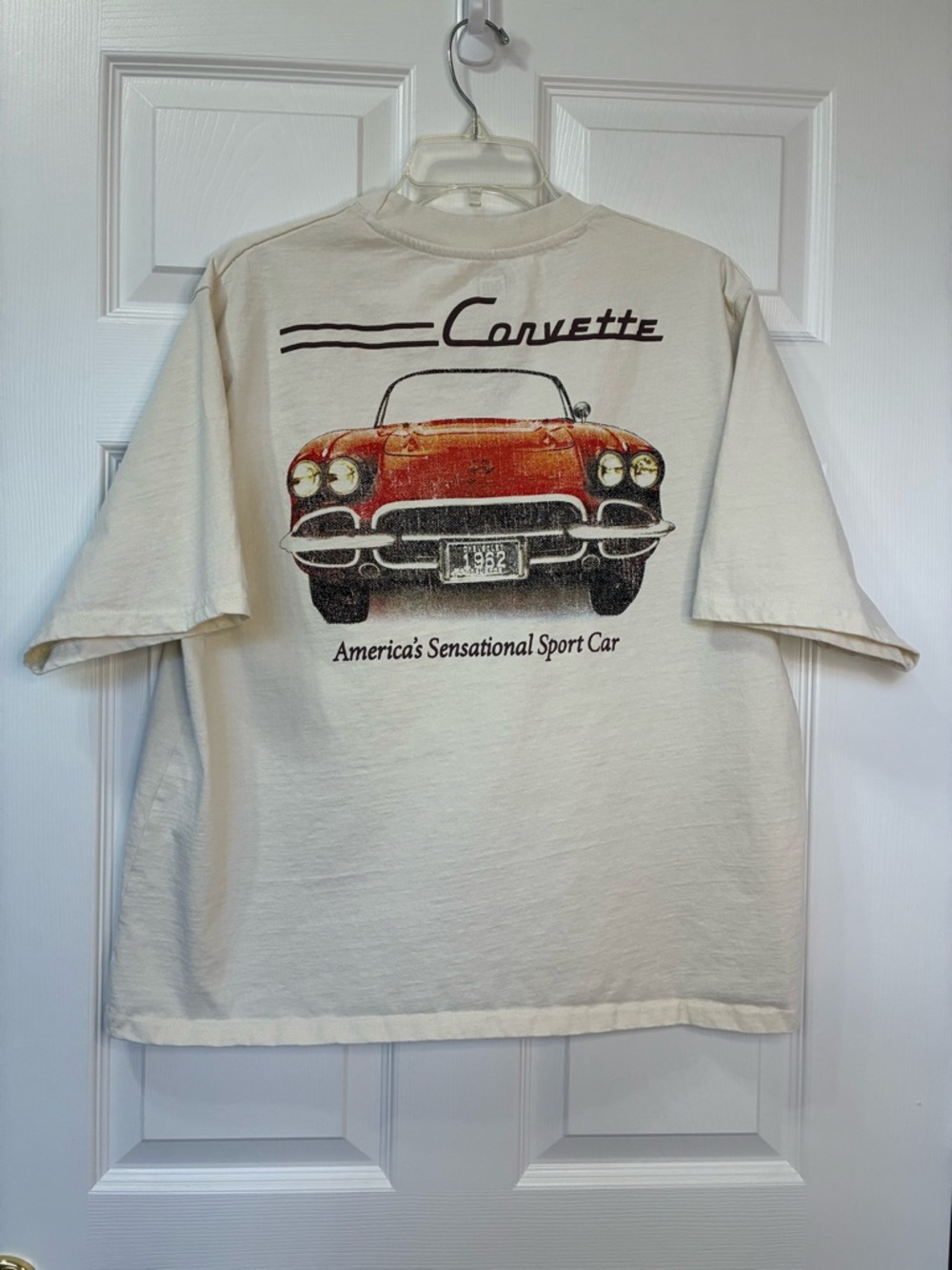 Corvette Shirt Unisex Large Cream Officially licensed Colorful Graphic Muscle
